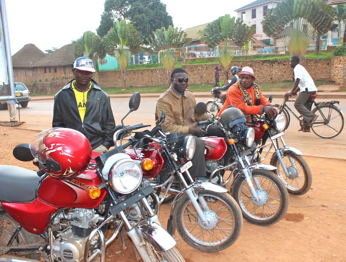 African bike rider on a motorcycle